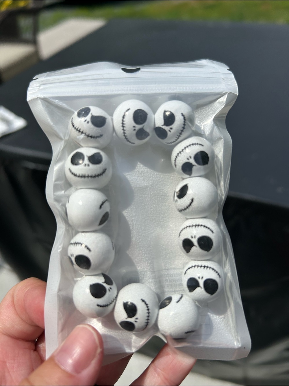🔥$2 Jack Skellington Face Bead Bracelet - White and Black